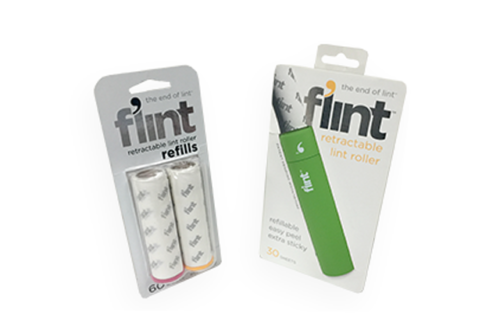 Custom Flint Lint roller packaging by Salani Design and Merchandising for Flint