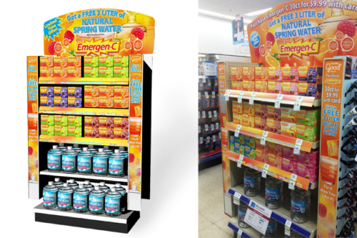 Custom rendering, and graphic design by Salani Design And Merchandising for Emergen-C end-cap